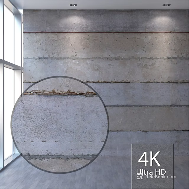 Concrete Wall Component With Visible Crack And 4K Detailed Close Up View 3d model 