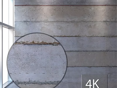 Concrete Wall Component With Visible Crack And 4K Detailed Close Up View 3d model