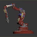 Colorful Robot Arm Design With Red Yellow Blue Mechanical Claw And Circular Base Structure 3d model