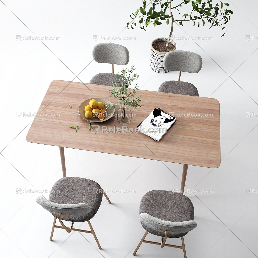 Nordic Dining Table and Chair Combination 3d model