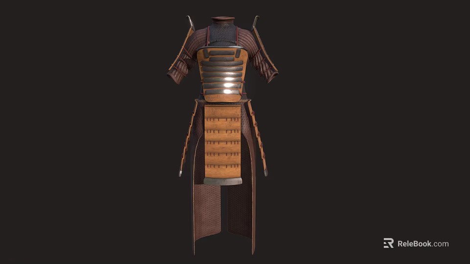 Traditional Samurai Armor Classic Design With Metal Plates And Leather Straps 3d model 