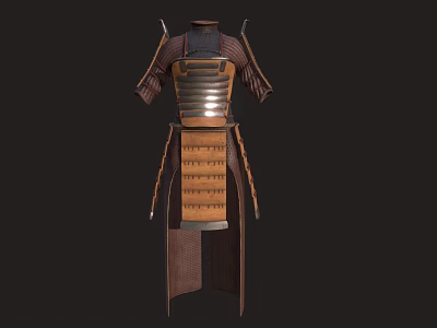 Traditional Samurai Armor Classic Design With Metal Plates And Leather Straps 3d model