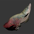 Vibrant Mythical Animal With Scaly Body And Red Fish Tail On White Background