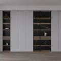 Modern Built In Bookcase With White Cabinet Doors And Black Shelves Decorative Items