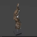 Abstract Stone Sculpture With Irregular Shape And Square Base On Gray Background