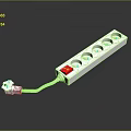 White Power Strip With Multiple Outlets Red Switch And Connected Plug