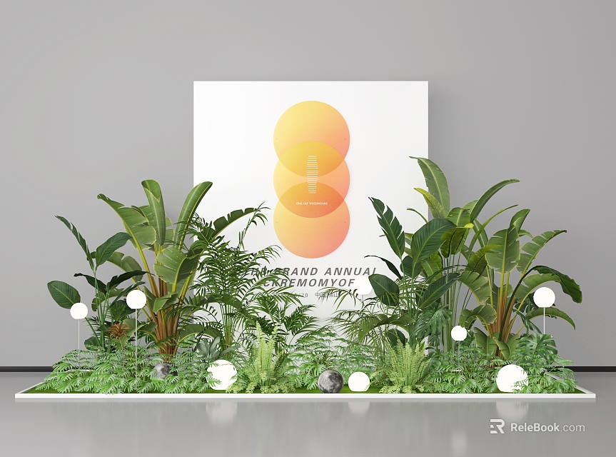 Floral Visual Merchandising With Lush Plants For Grand Annual Ceremony 3d model 