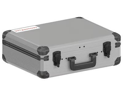 Silver Business Case With Black Corners And Handle For Professional Use 3d model