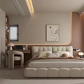 Modern Kids Room Interior With Beige Tufted Bed Pillows Desk Lamp And Abstract Painting