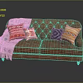 Red Tufted Two Seater Sofa With Colorful Pillows And Cozy Blanket