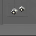 Modern Two White Cube Shaped Paper Pendant Lights Hanging Against Gray Wall 3d model