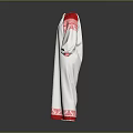 Traditional White Robe With Red Embroidery On Collar Cuffs And Hem