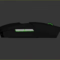 Ergonomic Black Wireless Gaming Mouse With Green LED Lights And White Buttons