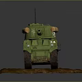 Green Military Tank Model With Number 424 Tracks And Brown Base