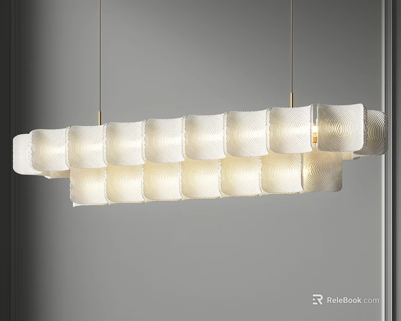 Modern Linear Chandelier With White Ceramic Shades For Interior Lighting 3d model 
