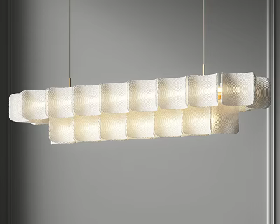 Modern Linear Chandelier With White Ceramic Shades For Interior Lighting 3d model