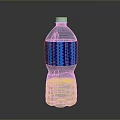 Transparent Plastic Water Bottle with Blue Wavy Pattern Label and White Cap for Daily Life
