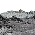 Scenic Snowy Mountain Range With Snow Covered Peaks And Pine Trees