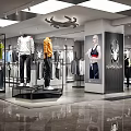 Sportswear Display In Modern Clothing Store With Mannequins Shelves And Bright Lighting