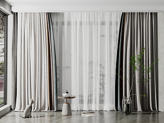 Modern Curtain Fabric Curtain 3d model