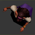 Animated 3D Female Character With Red Skin Purple Dress White Sleeves And Black Hair