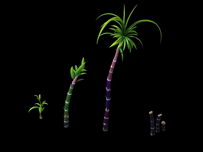 Plant Growth Stages With Seedling Young Stems Mature Plant And Cut Stems 3d model
