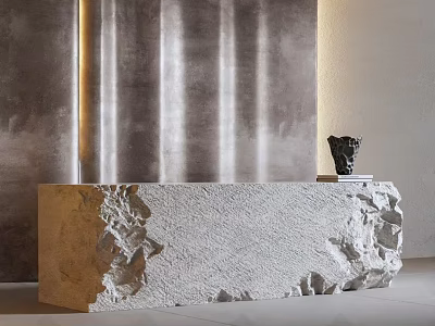Modern Stone Bar Counter With Textured Surface And Minimalist Interior Design 3d model