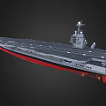 Large Aircraft Carrier With Flight Deck Island Superstructure And Red Hull 3d model
