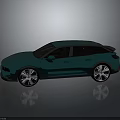 Modern Teal Crossover Car With Glossy Body Large Alloy Wheels Black Windows And Ground Reflection