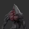 Muscular Game and Movie Character With Gray Skin Pink Details And Fierce Back Structure