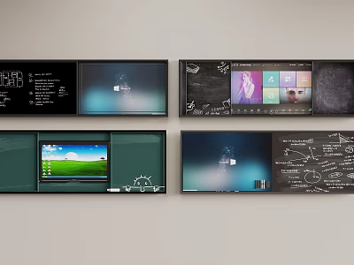 School Digital Screens Display Teaching Content Charts And Learning Interfaces 3d model
