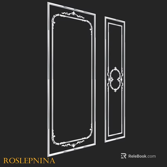 Decorative Building Component With Ornate Carved Edges And White Outline Design 3d model 