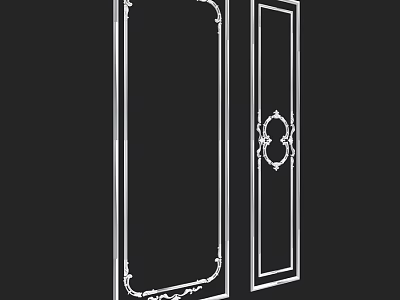 Decorative Building Component With Ornate Carved Edges And White Outline Design 3d model