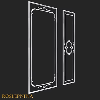Decorative Building Component With Ornate Carved Edges And White Outline Design 3d model
