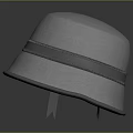 Light Gray Wool Blend Hat With Gray Ribbon Bow And Simple Elegant Design 3d model
