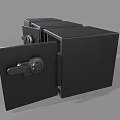 Three Black Security Lockers With Open Door Showing Gold Bars Inside