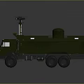 Army Green Military Truck Featuring Roof Mounted Surveillance System And Six Wheels