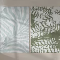 Stylish Square Rugs Featuring Blue White Stripes And Green Leaf Patterns