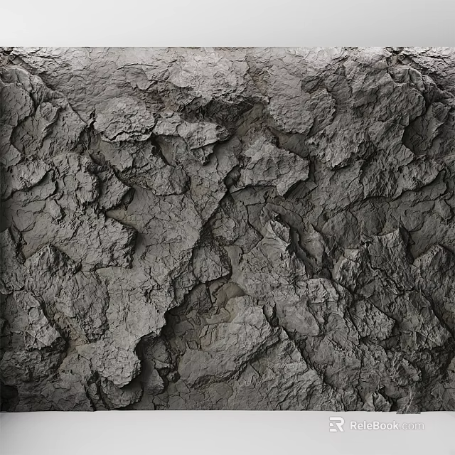 Detailed Rough Cracked Gray Surface Texture Of Natural Building Component 3d model 