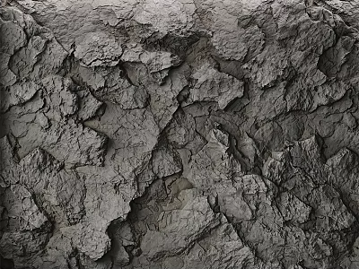 Detailed Rough Cracked Gray Surface Texture Of Natural Building Component 3d model