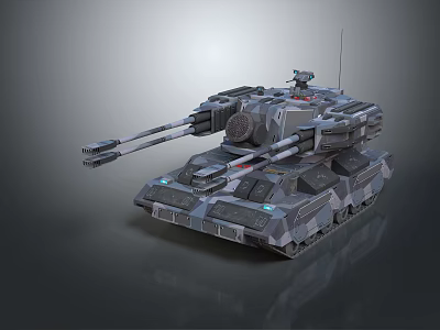 Futuristic Military Tank With Dual Cannons Armored Body And Advanced Tech Equipment 3d model