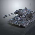 Futuristic Military Tank With Dual Cannons Armored Body And Advanced Tech Equipment