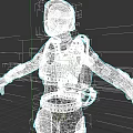 Woman In Gray Futuristic Sci Fi Armor Costume With Helmet And Backpack