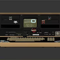 Vintage Portable Computer With Classic Keyboard Retro Display And Golden Case Design