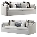 Modern Two Seater Sofa With Soft Beige Upholstery And Decorative Patterned Pillows 3d model