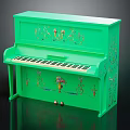 Green Decorative Piano With Painted Floral Art And Musical Design Elements