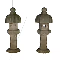 Elegant Traditional Stone Garden Lanterns with Carved Bases for Outdoor Lighting
