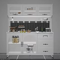 Modern White Sideboard With Black Backboard Open Closed Storage And Kitchenware 3d model