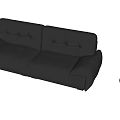 Modern Black Leather Two Seater Sofa With Stitched Design And Armrests 3d model