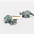 Two Green Triceratops Dinosaur Toys With Realistic Textured Skin And Poses